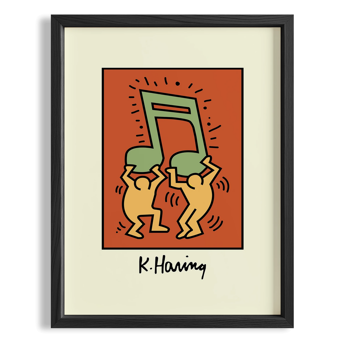 Müzikli Dans - Keith Haring Ahşap Duvar Tablosu