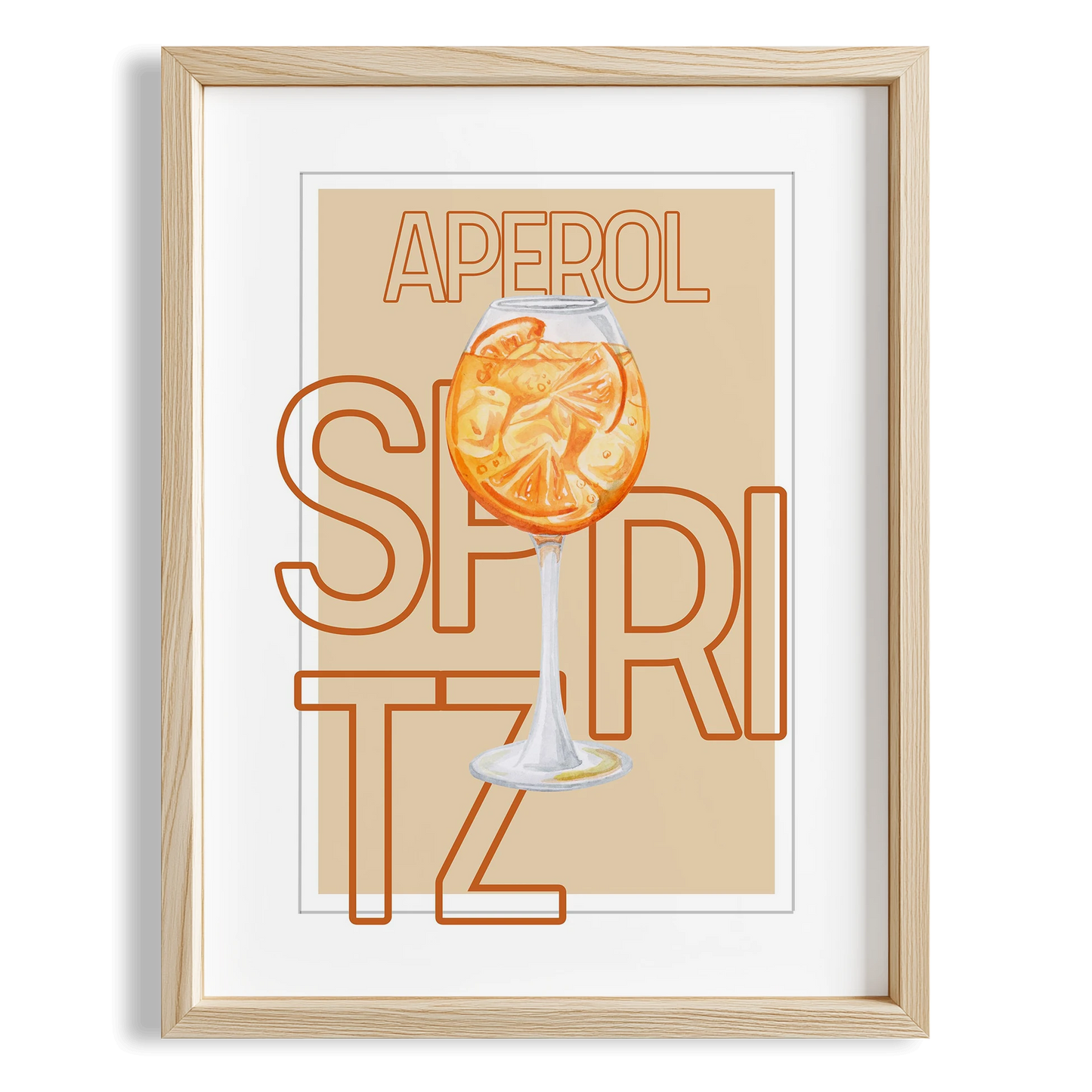Aperol Spritz Tipografik Kokteyl Mutfak Duvar Tablosu