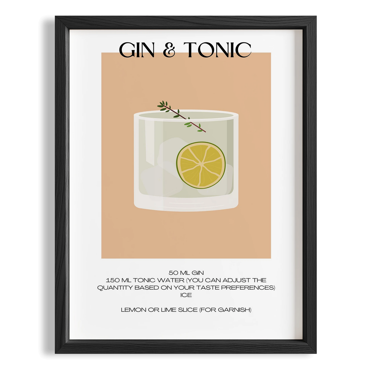 Gin & Tonic Kokteyl Tarifi Mutfak Duvar Tablosu