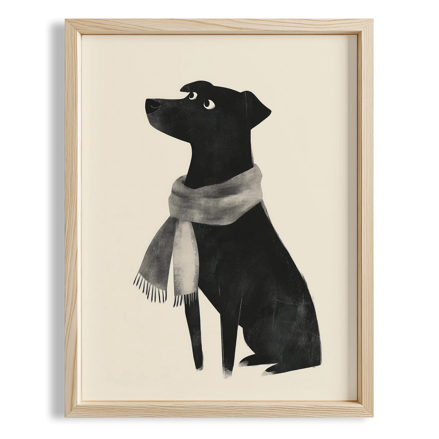 Atkılı Siyah Köpek - Krem Fon