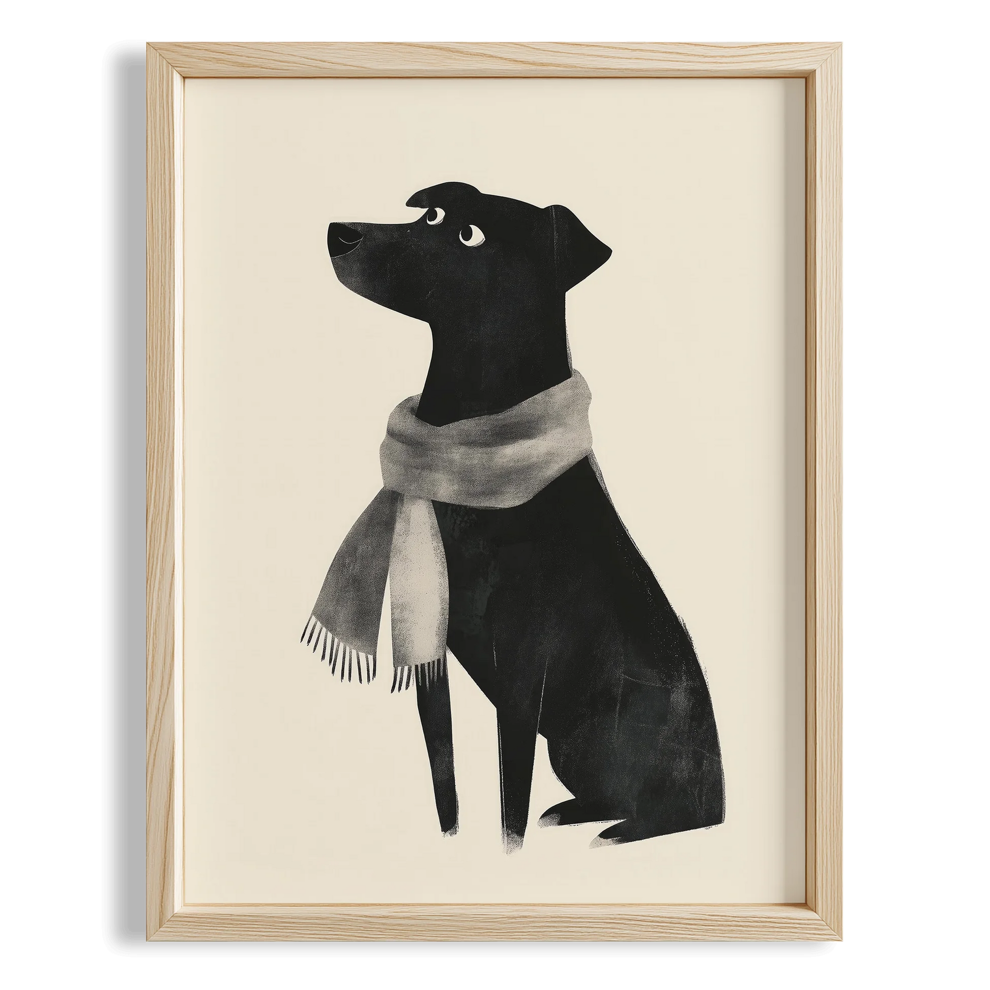 Atkılı Siyah Köpek - Krem Fon