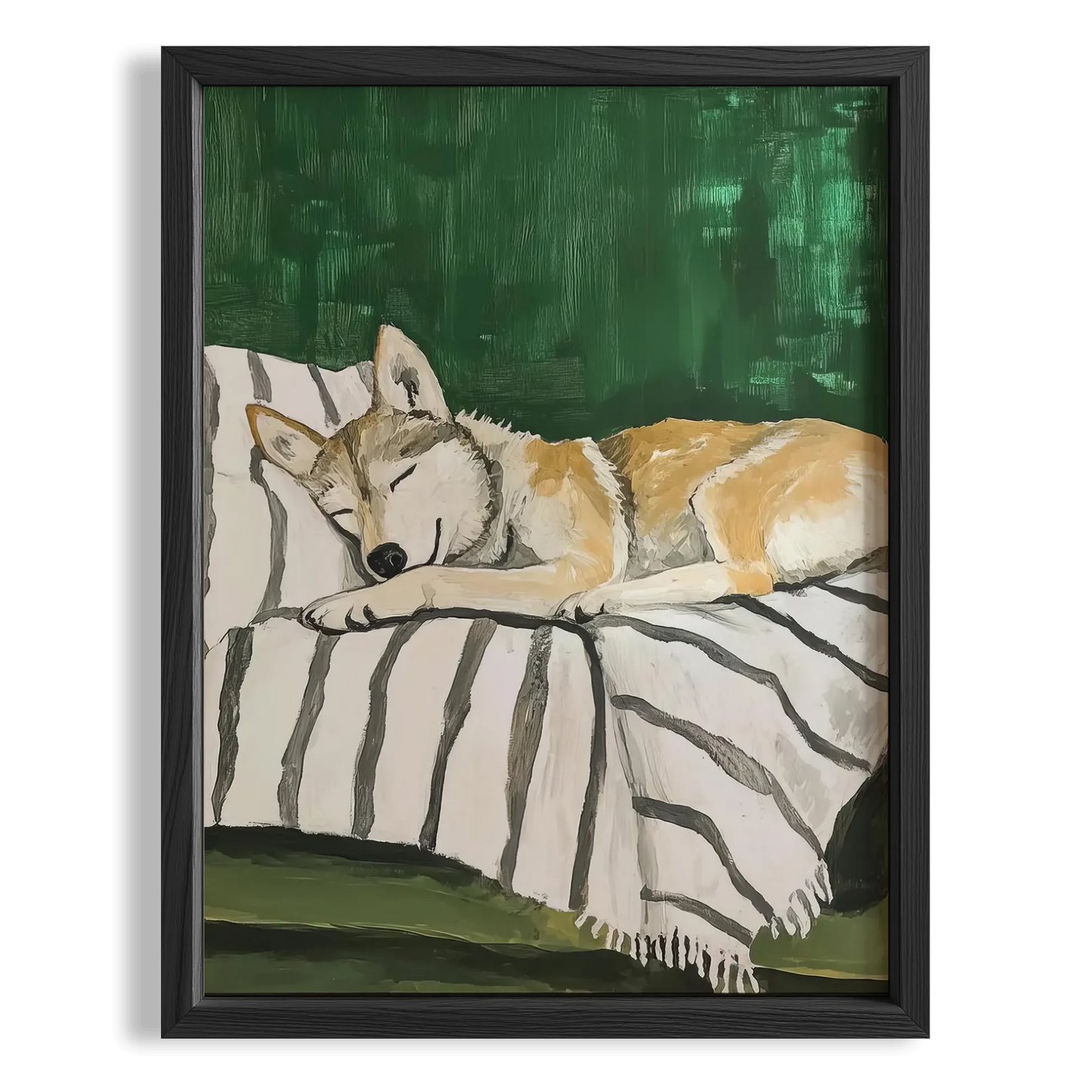 Köpek Portre VIII - Husky Çizgili Zümrüt