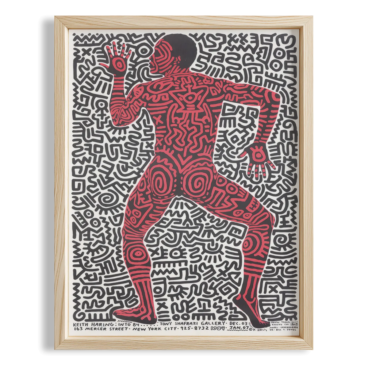 Kırmızı Dansçı - Keith Haring Ahşap Duvar Tablosu