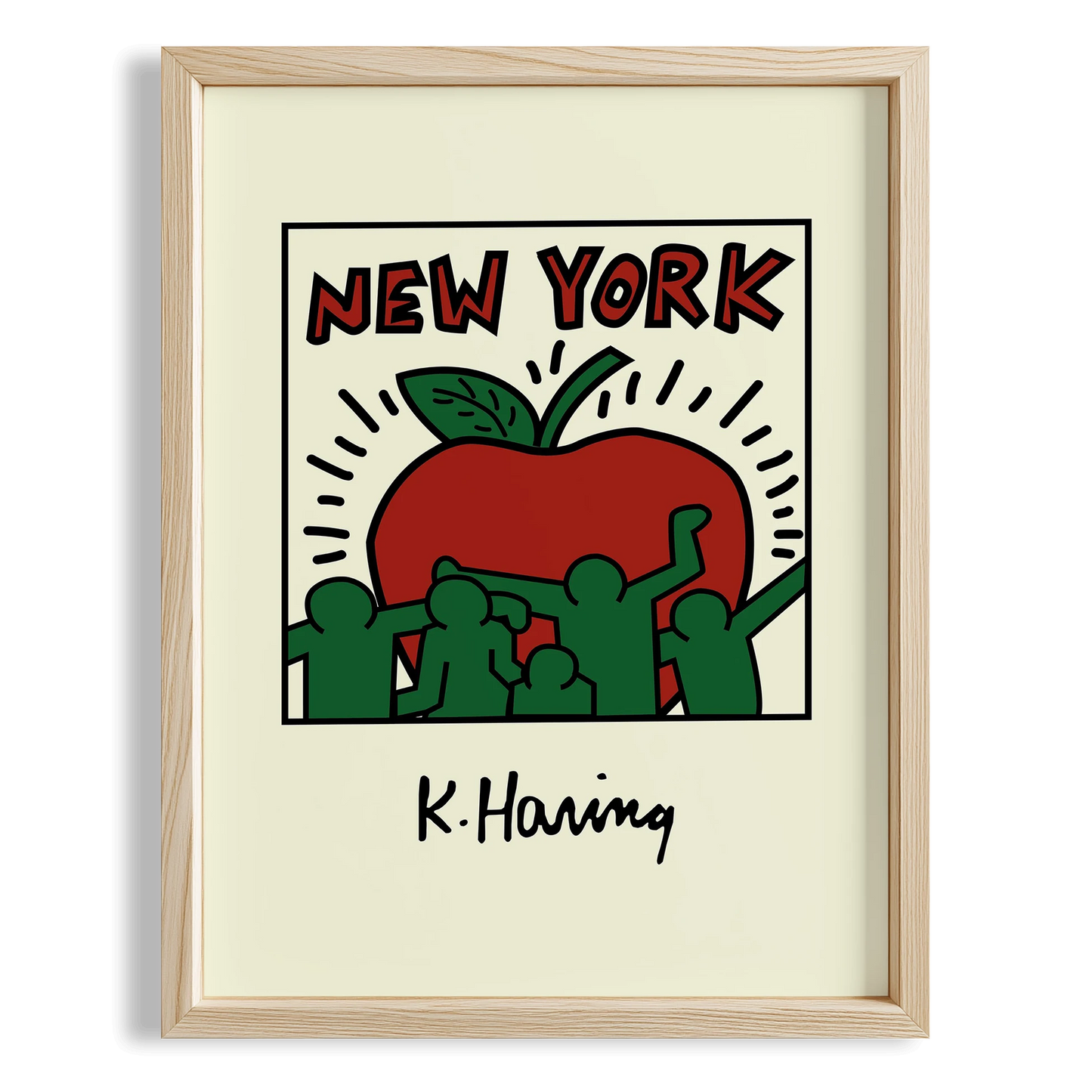 New York Kalbi - Keith Haring Ahşap Duvar Tablosu