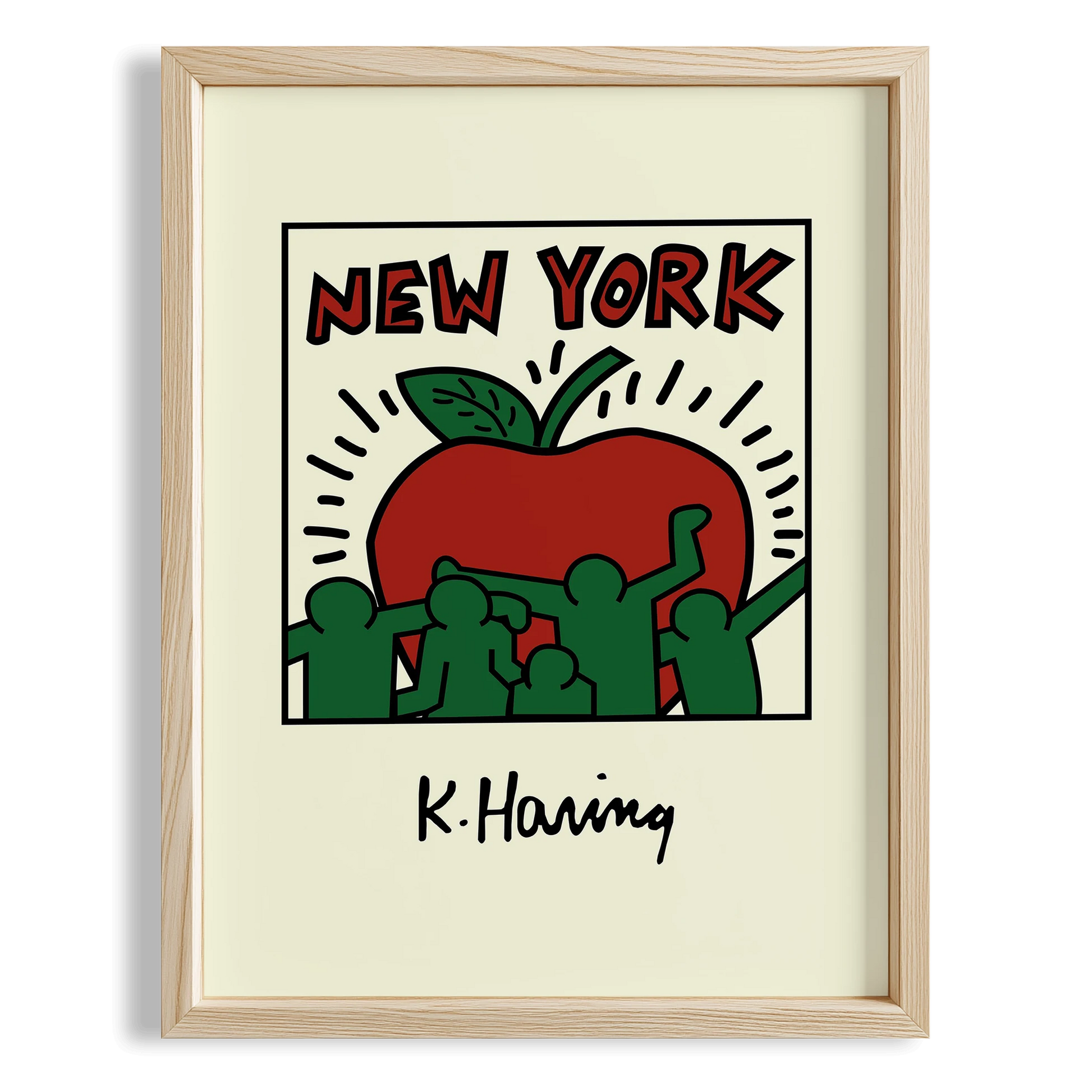 New York Kalbi - Keith Haring Ahşap Duvar Tablosu