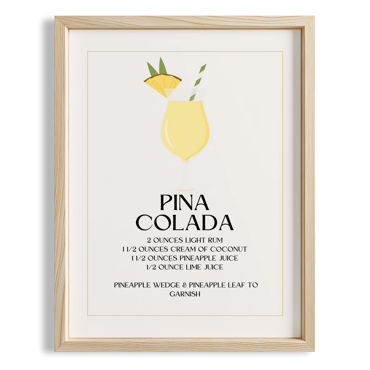 Pina Colada Kokteyli Minimal Mutfak Duvar Tablosu
