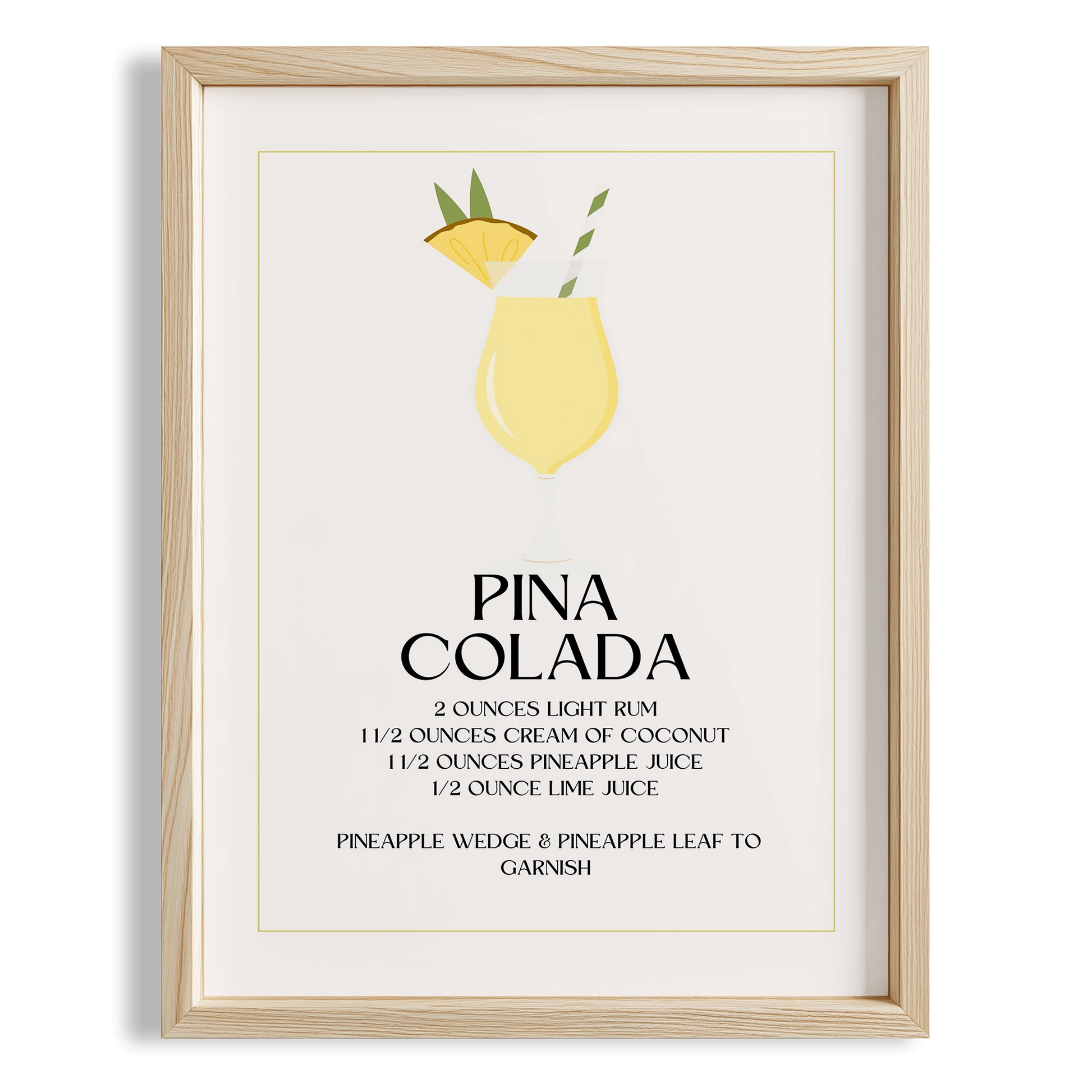 Pina Colada Kokteyli Minimal Mutfak Duvar Tablosu
