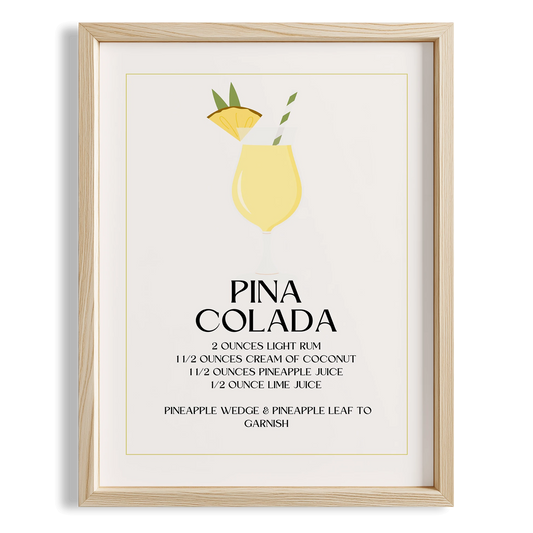 Pina Colada Kokteyli Minimal Mutfak Duvar Tablosu