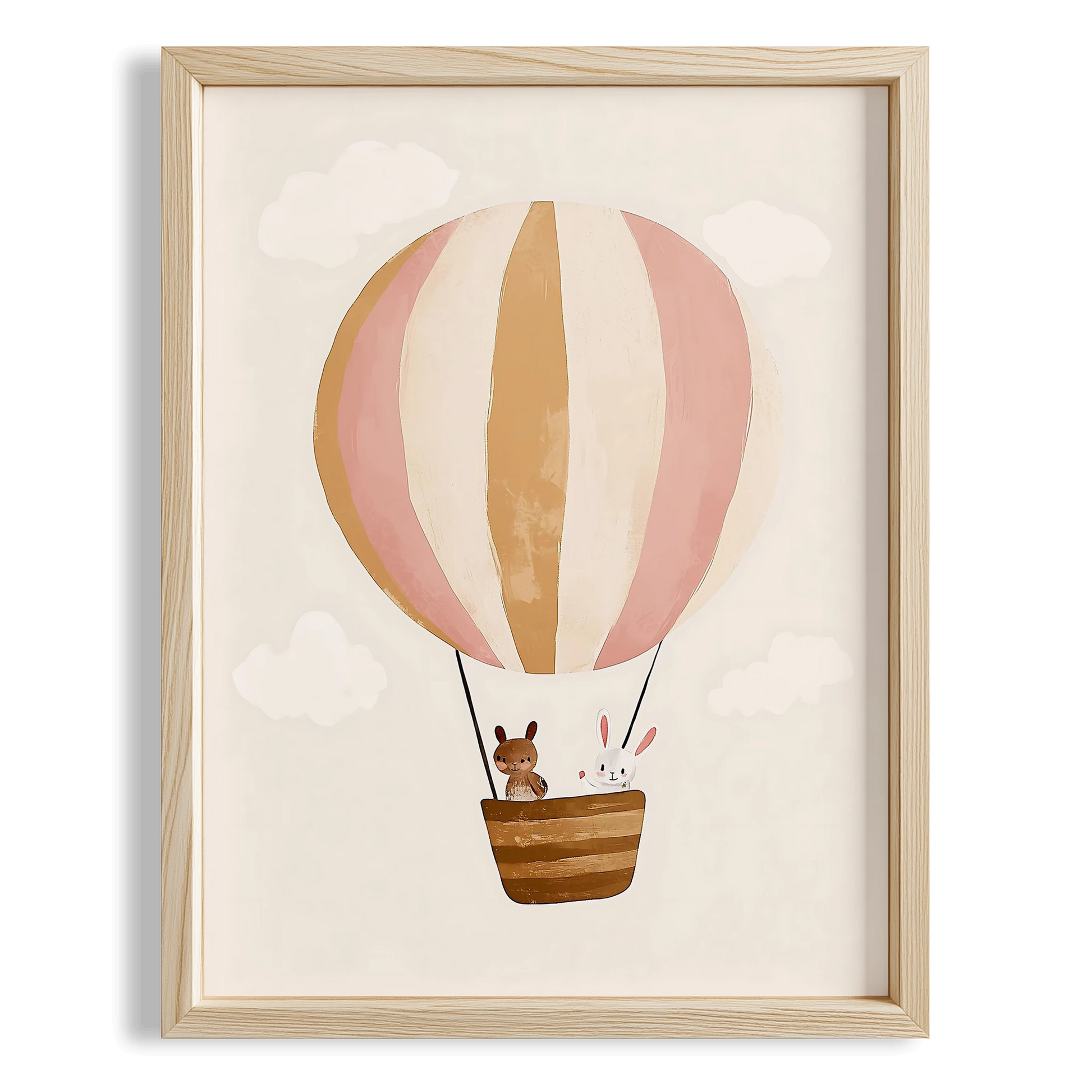 Pembe Balon Bohem Kız Çocuk Odası Ahşap Tablo