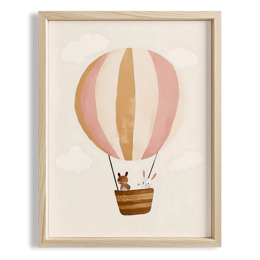 Pembe Balon Bohem Kız Çocuk Odası Ahşap Tablo