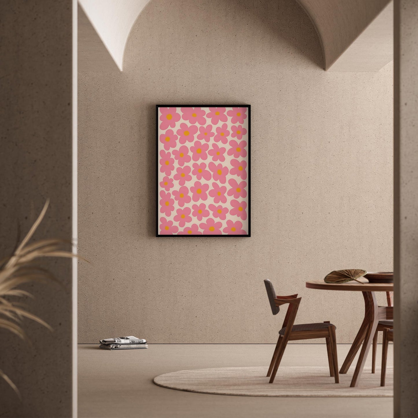 Matisse Kağıt Kesimleri Abstract Serisi Pembe Soyut Çiçekler I Duvar Tablosu