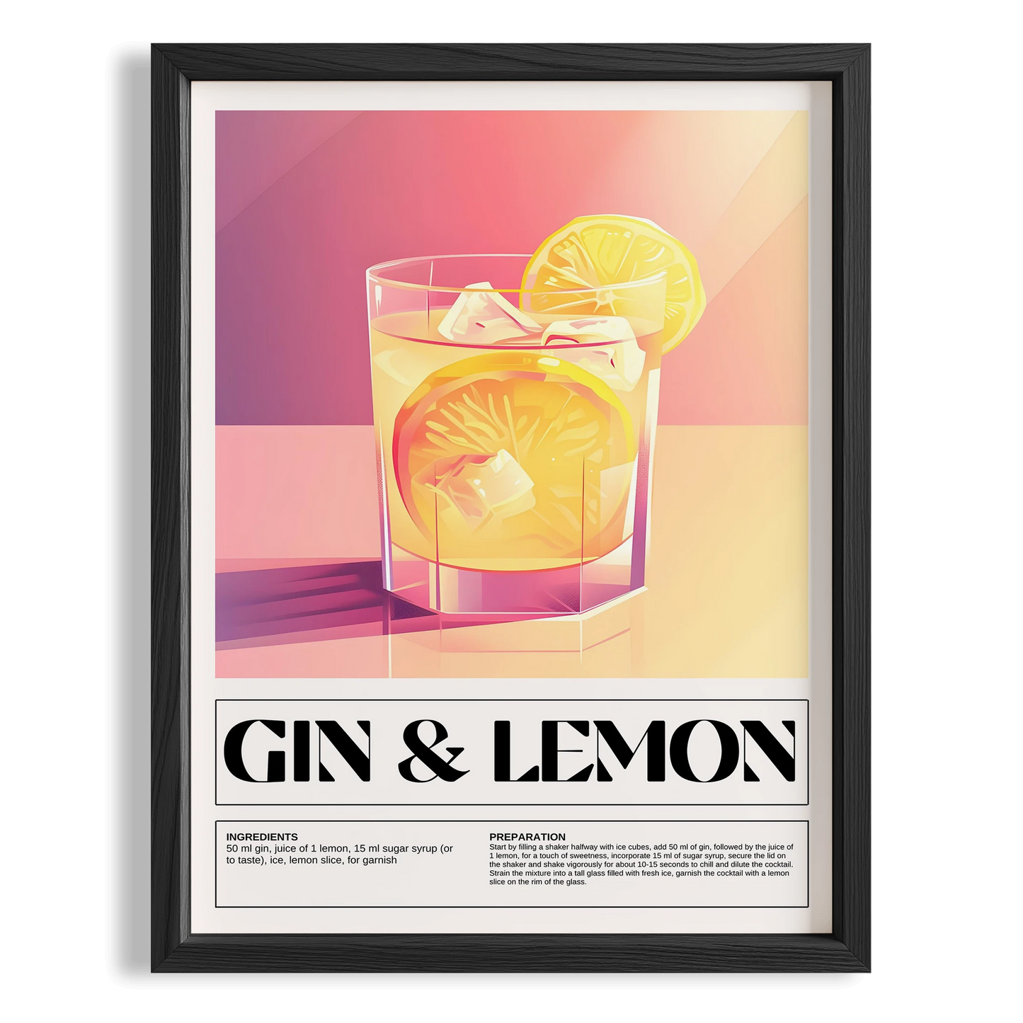 Gin & Lemon Kokteyl Tarifi Mutfak Duvar Tablosu