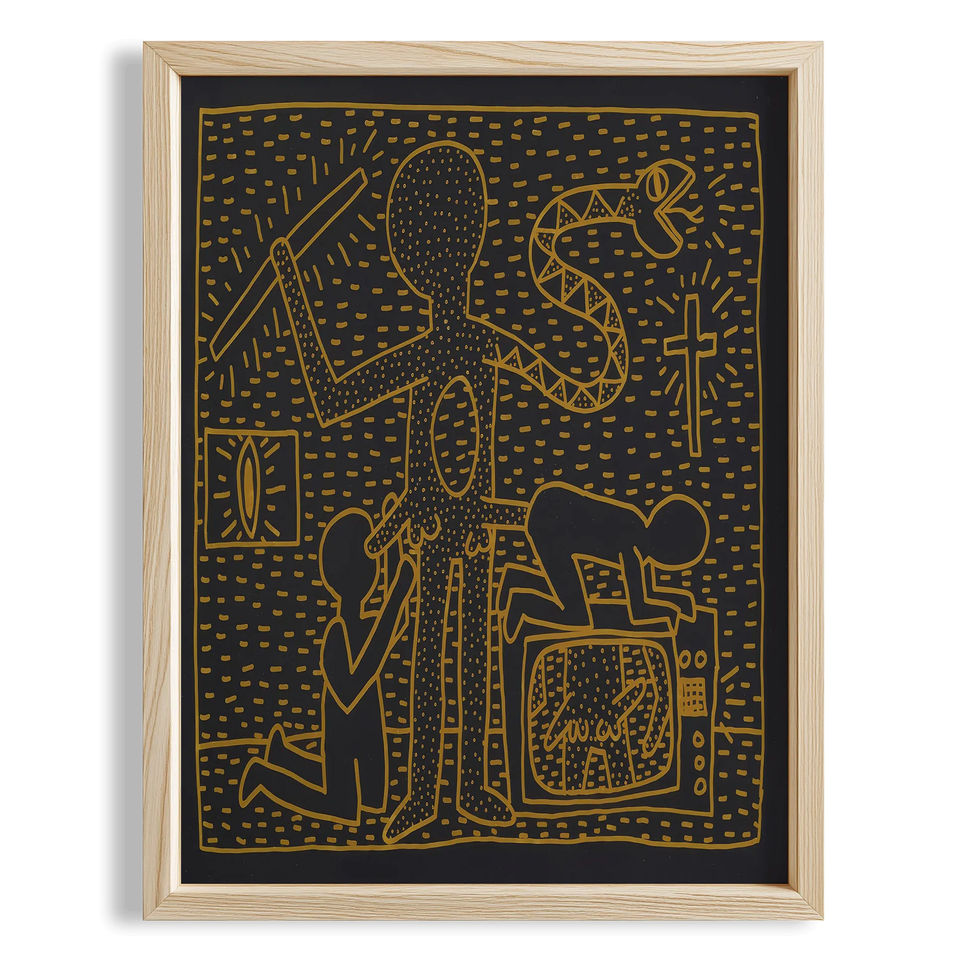 Simgesel Figür - Keith Haring Ahşap Duvar Tablosu