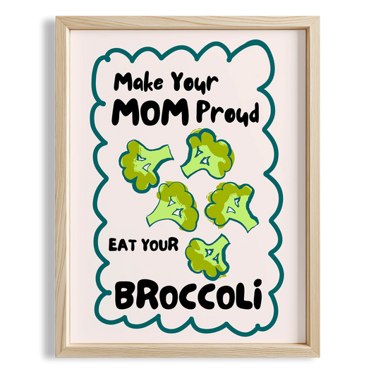 Eat Your Broccoli Sebzeler Tipografi Mutfak Duvar Tablosu