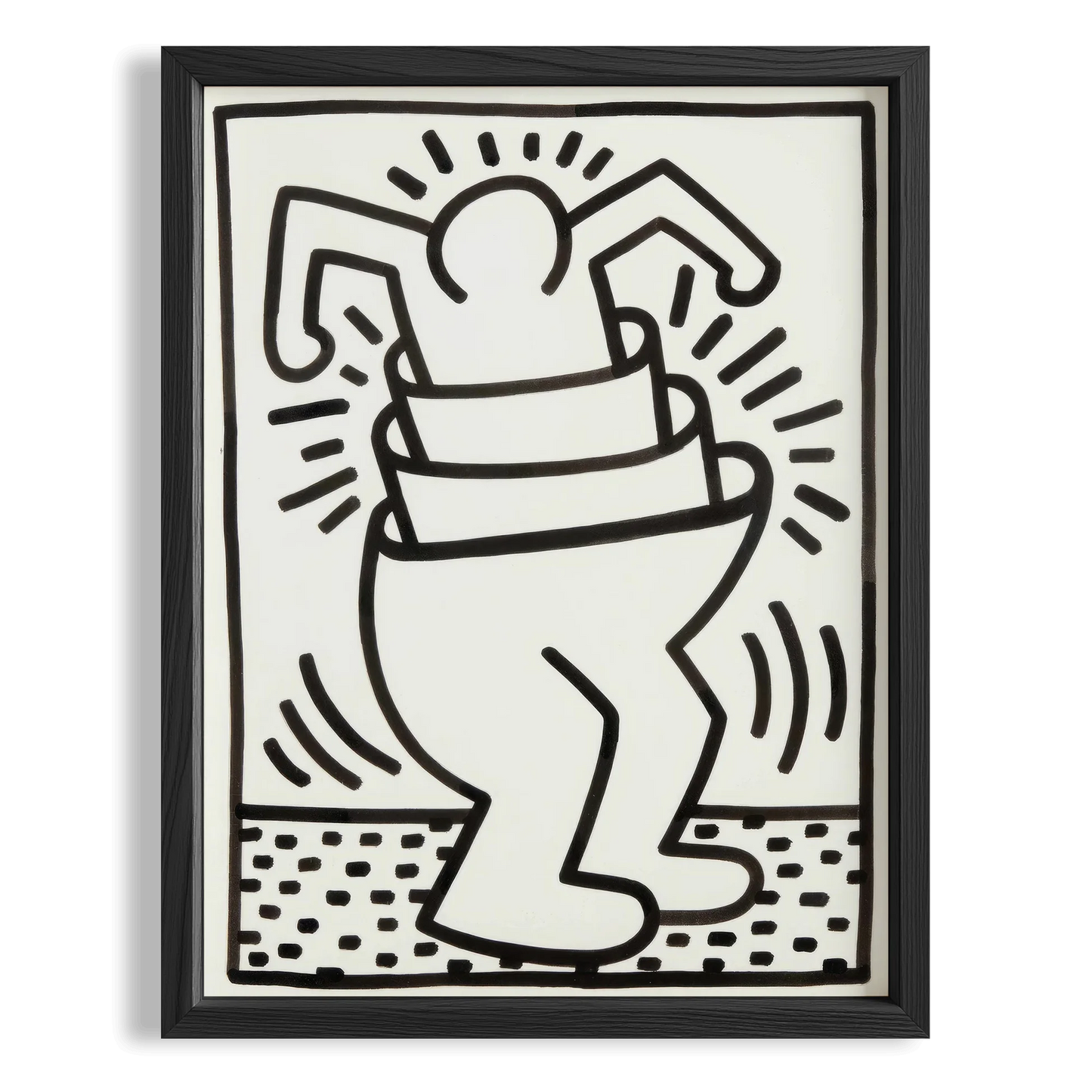 Sallanan Figür - Keith Haring Ahşap Duvar Tablosu