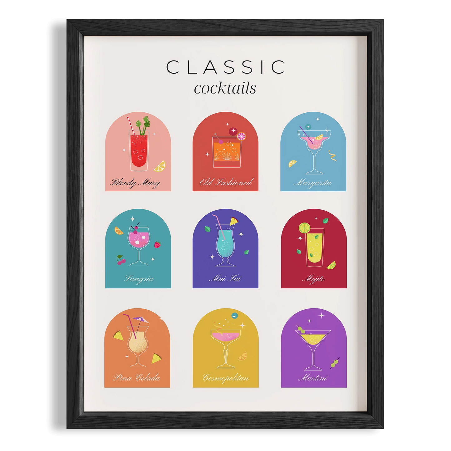 Classic Cocktails Kokteyl Rehberi Mutfak Duvar Tablosu