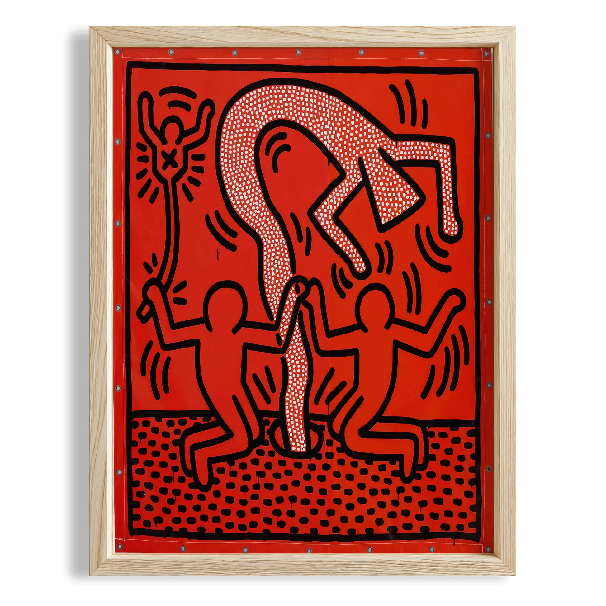 Kırmızı İkili - Keith Haring Ahşap Duvar Tablosu