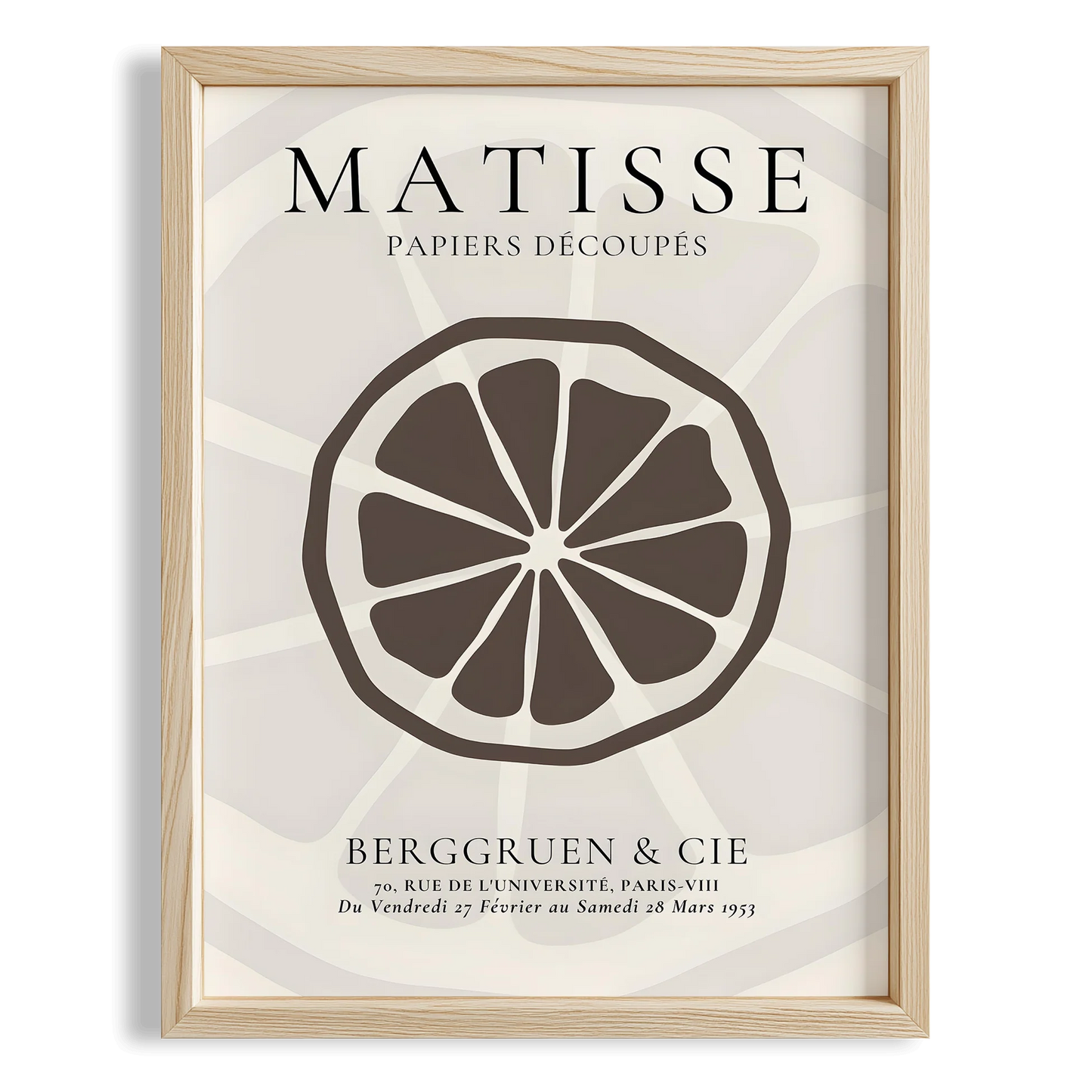 Matisse Kağıt Kesimleri Serisi Limon Bej Kahve Tonları Minimalist I Duvar Tablosu