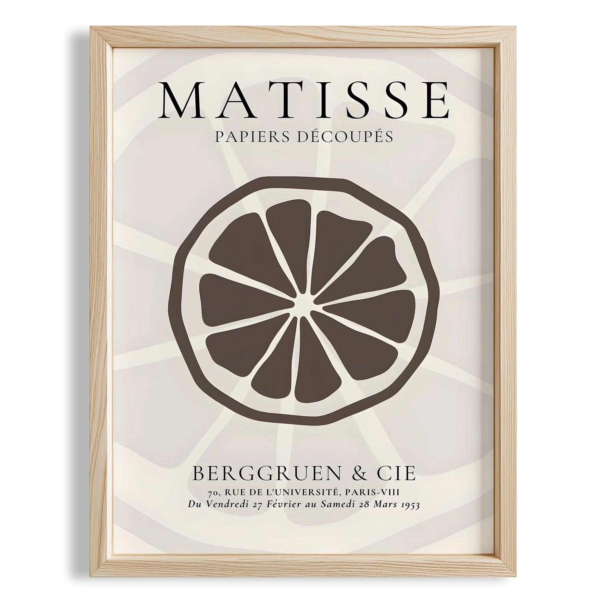 Matisse Kağıt Kesimleri Serisi Limon Bej Kahve Tonları Minimalist I Duvar Tablosu