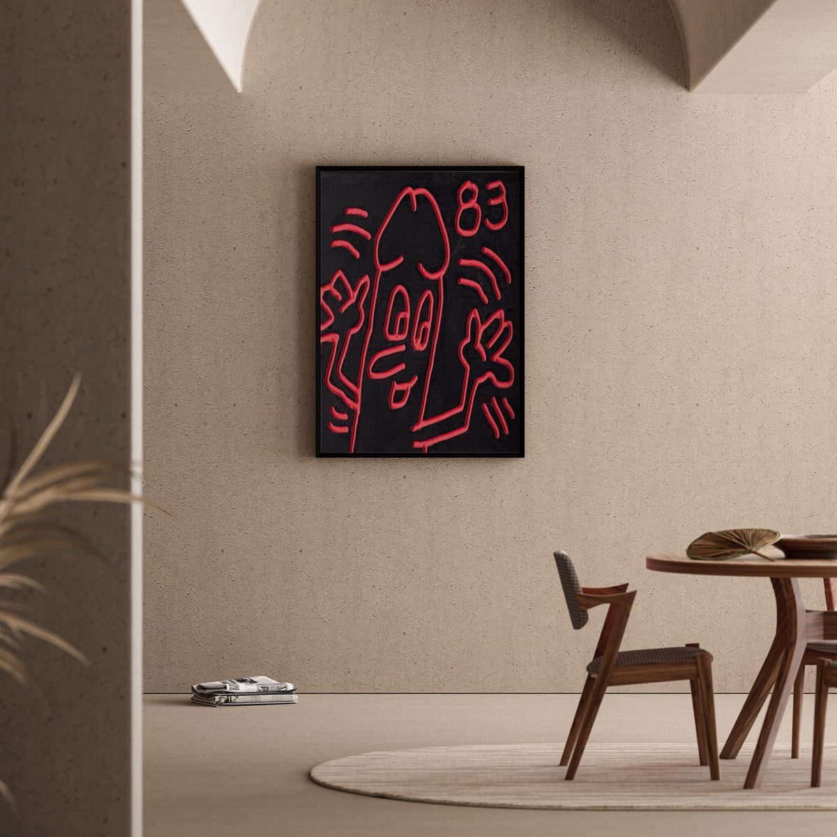 Neon Yüz (83) - Keith Haring Ahşap Duvar Tablosu