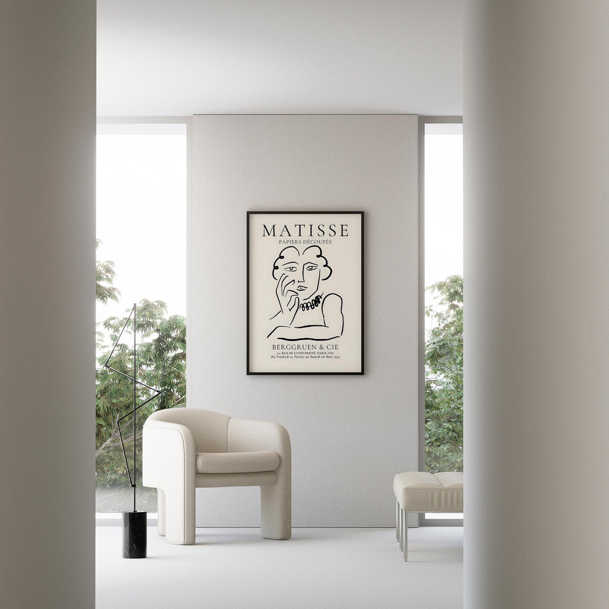 Matisse Kağıt Kesimleri Minimalist Çizgi Sanatı Estetik Kadın Portresi VIII Duvar Tablosu
