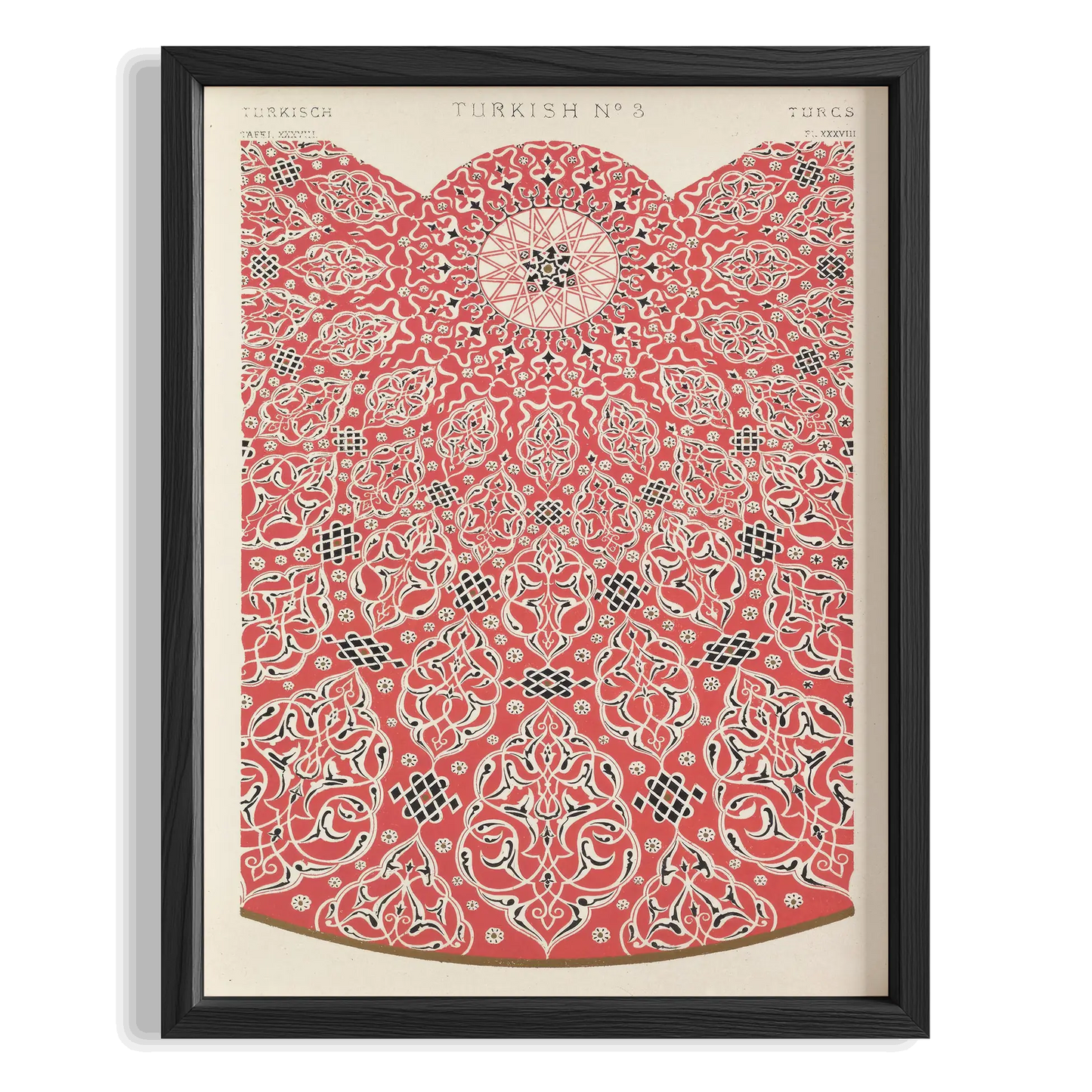 Kırmızı Madalyon Deseni - Owen Jones Ahşap Duvar Tablosu