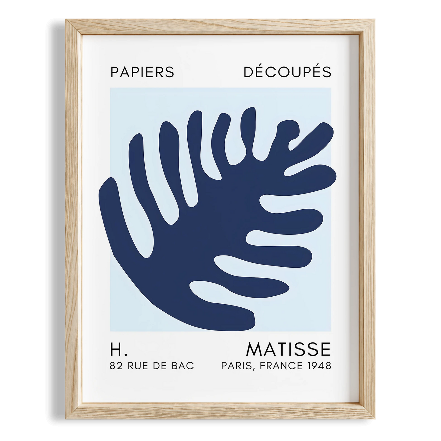 Matisse Kağıt Kesimleri Serisi Mavi Soyut Palmiye Yaprağı I Duvar Tablosu