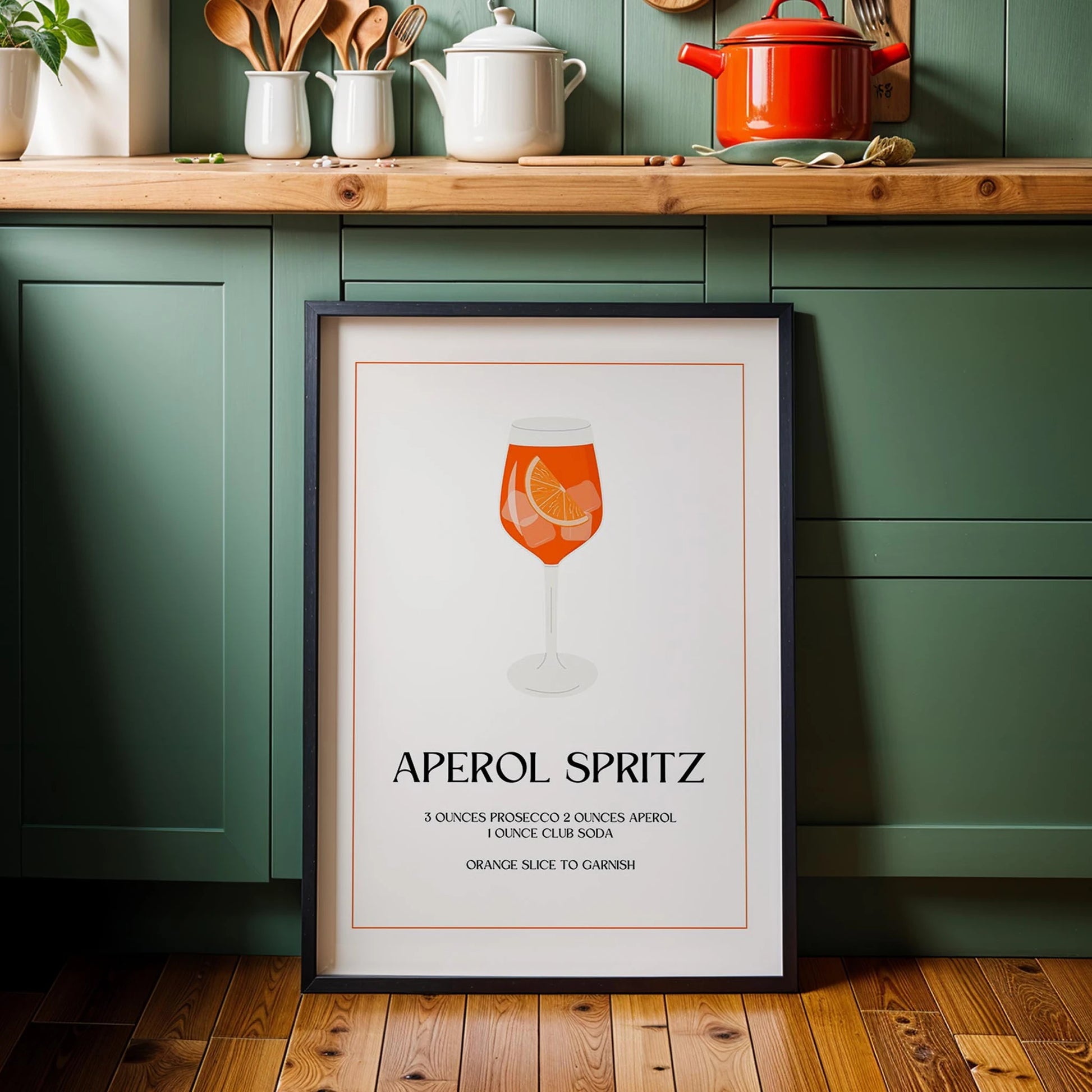 Aperol Spritz Kokteyli Minimal Mutfak Duvar Tablosu