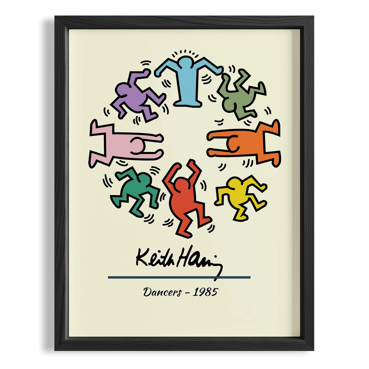 Dans Eden Figürler - Keith Haring Ahşap Duvar Tablosu