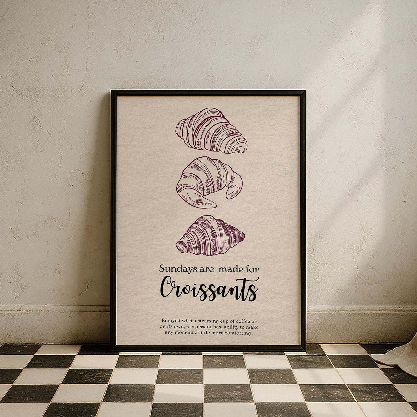 Croissant Fransız Sabah Koleksiyonu Tatlılar Mutfak Duvar Tablosu