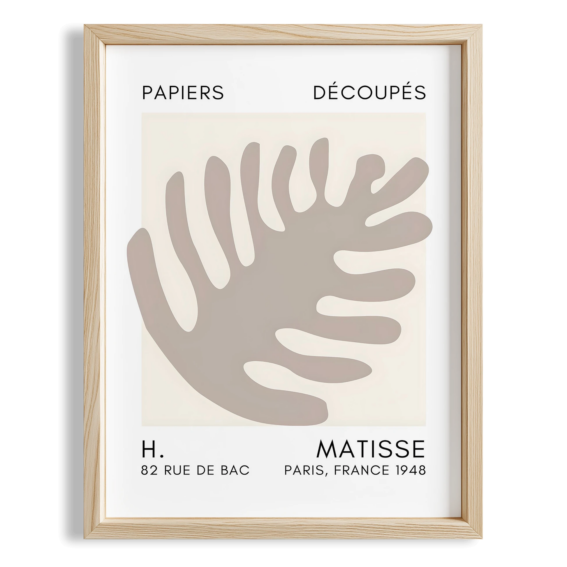 Matisse Kağıt Kesimleri Serisi Bej Palmiye Yaprağı II Duvar Tablosu