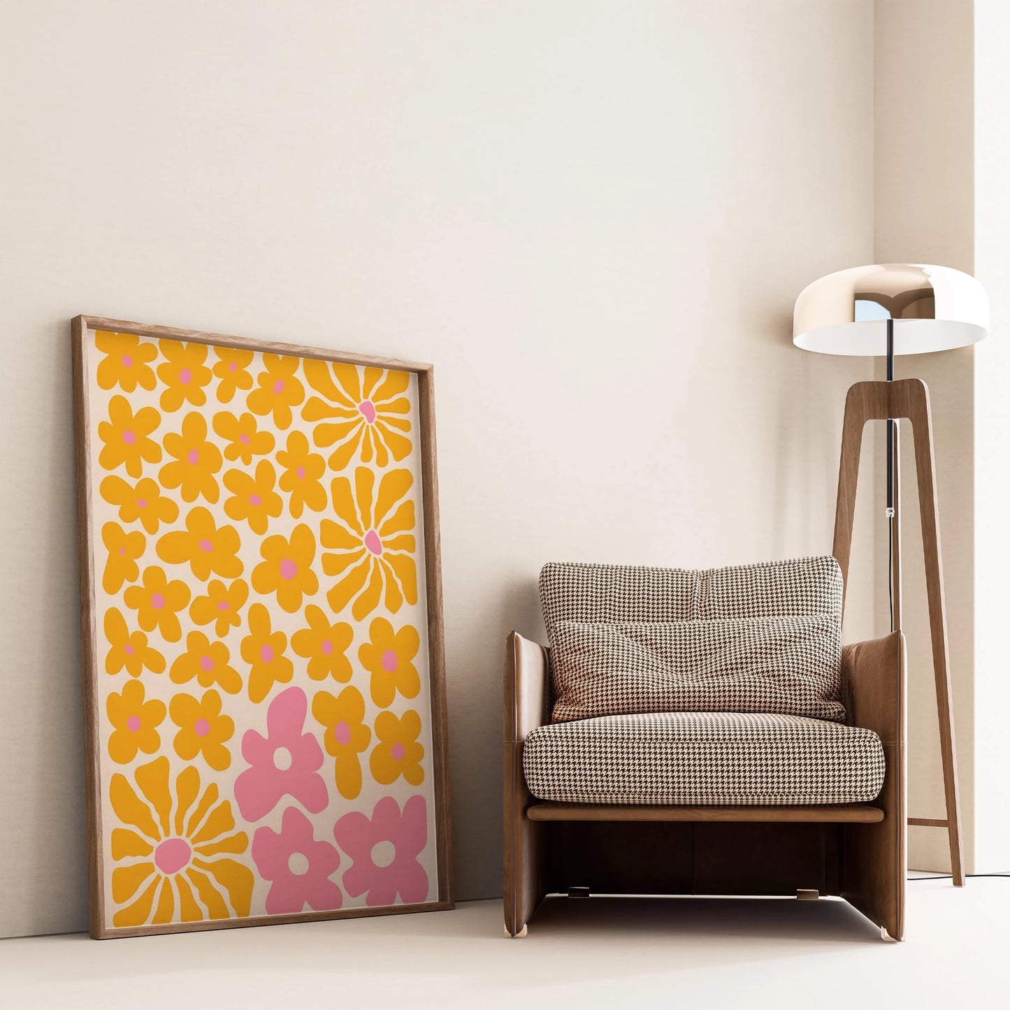 Matisse Kağıt Kesimleri Abstract Serisi Sarı Soyut Çiçek Düzeni I Duvar Tablosu