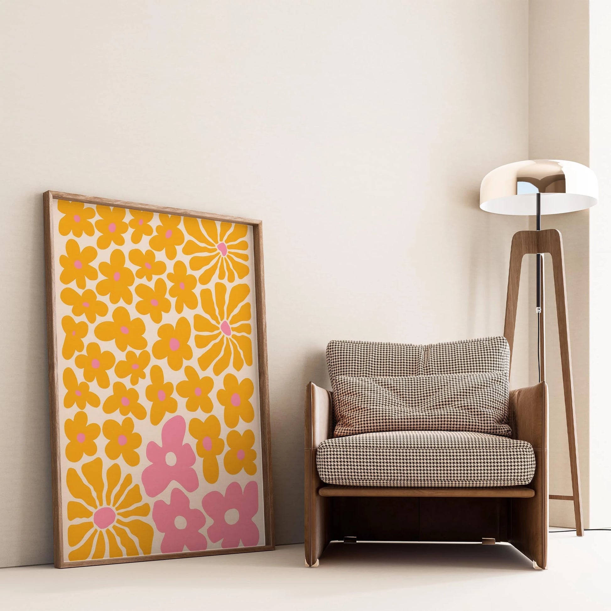 Matisse Kağıt Kesimleri Abstract Serisi Sarı Soyut Çiçek Düzeni I Duvar Tablosu