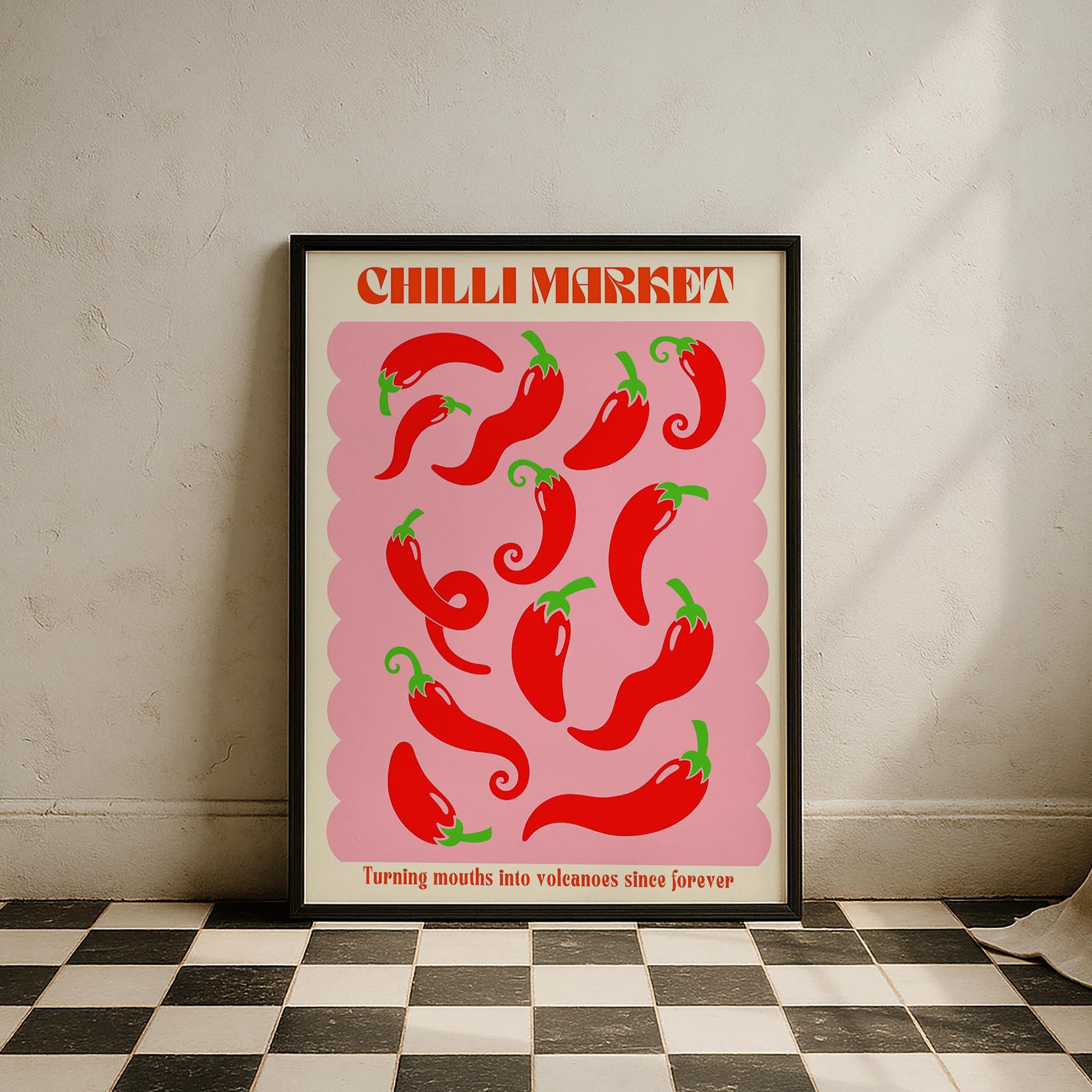 Chilli Market Acı Biber Sebzeler Mutfak Duvar Tablosu