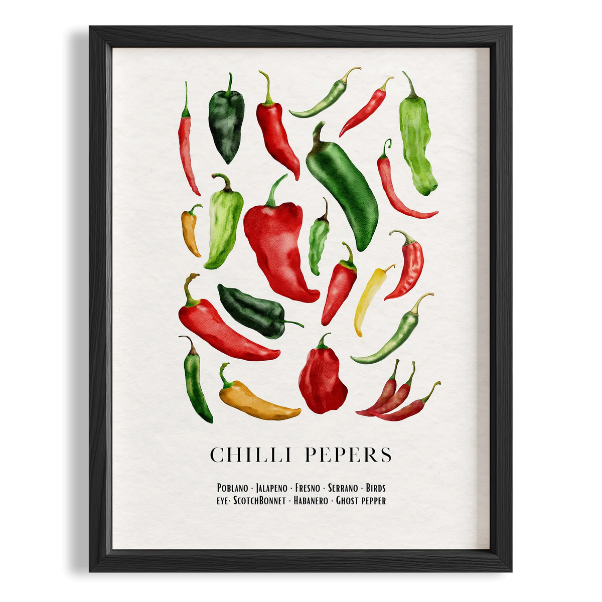 Chilli Acı Biber Çeşitleri Sebzeler Mutfak Duvar Tablosu