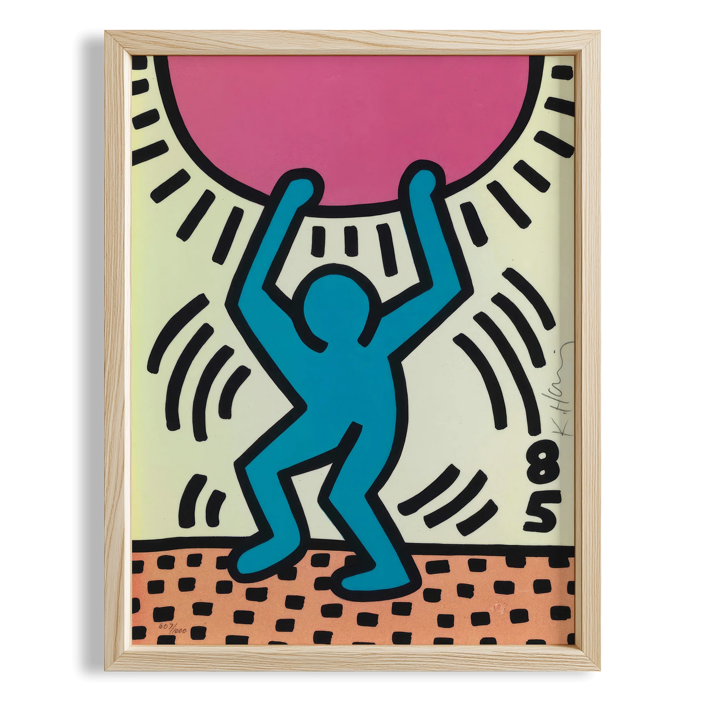 Güneşi Taşıyan Adam - Keith Haring Ahşap Duvar Tablosu