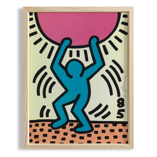 Güneşi Taşıyan Adam - Keith Haring Ahşap Duvar Tablosu