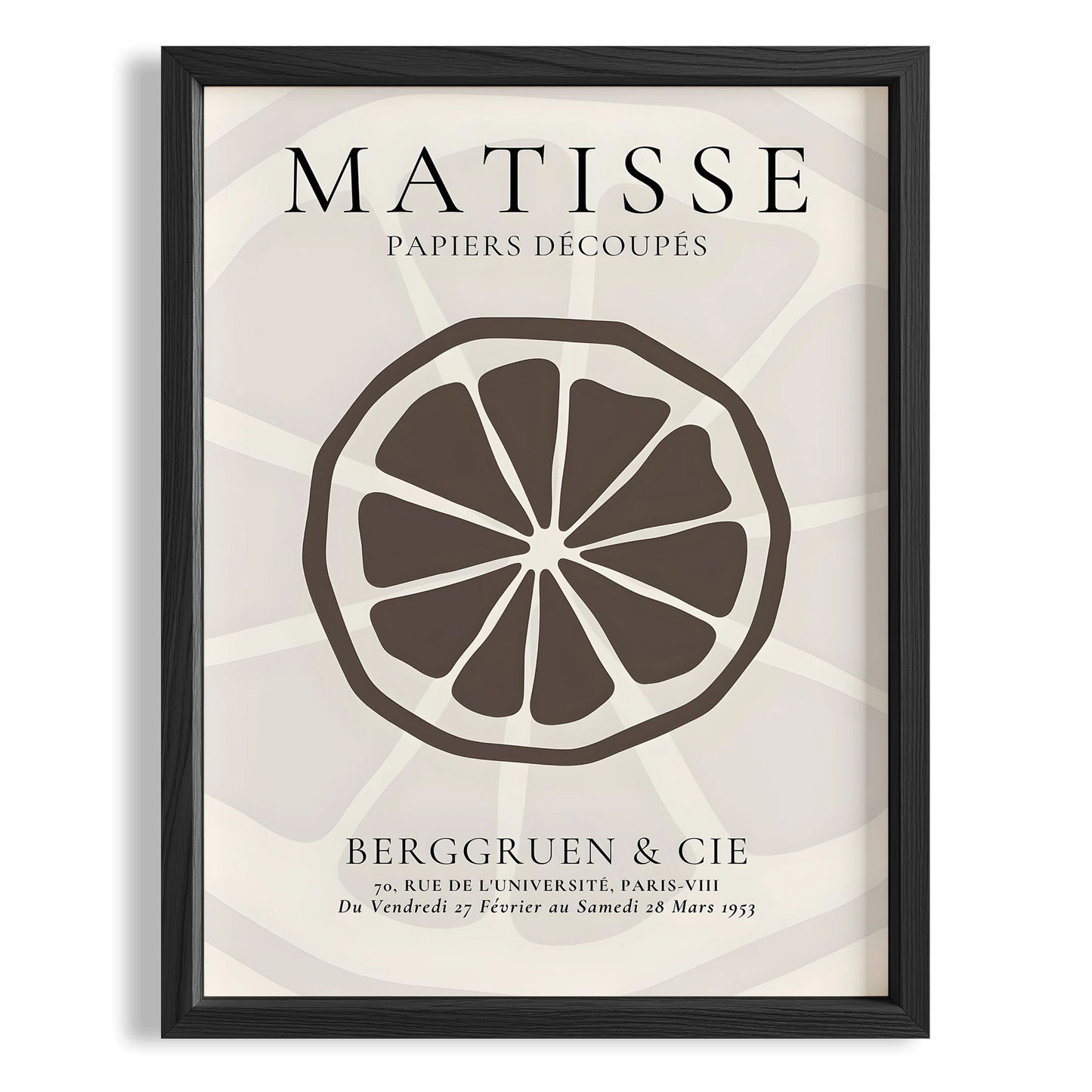 Matisse Kağıt Kesimleri Serisi Limon Bej Kahve Tonları Minimalist I Duvar Tablosu