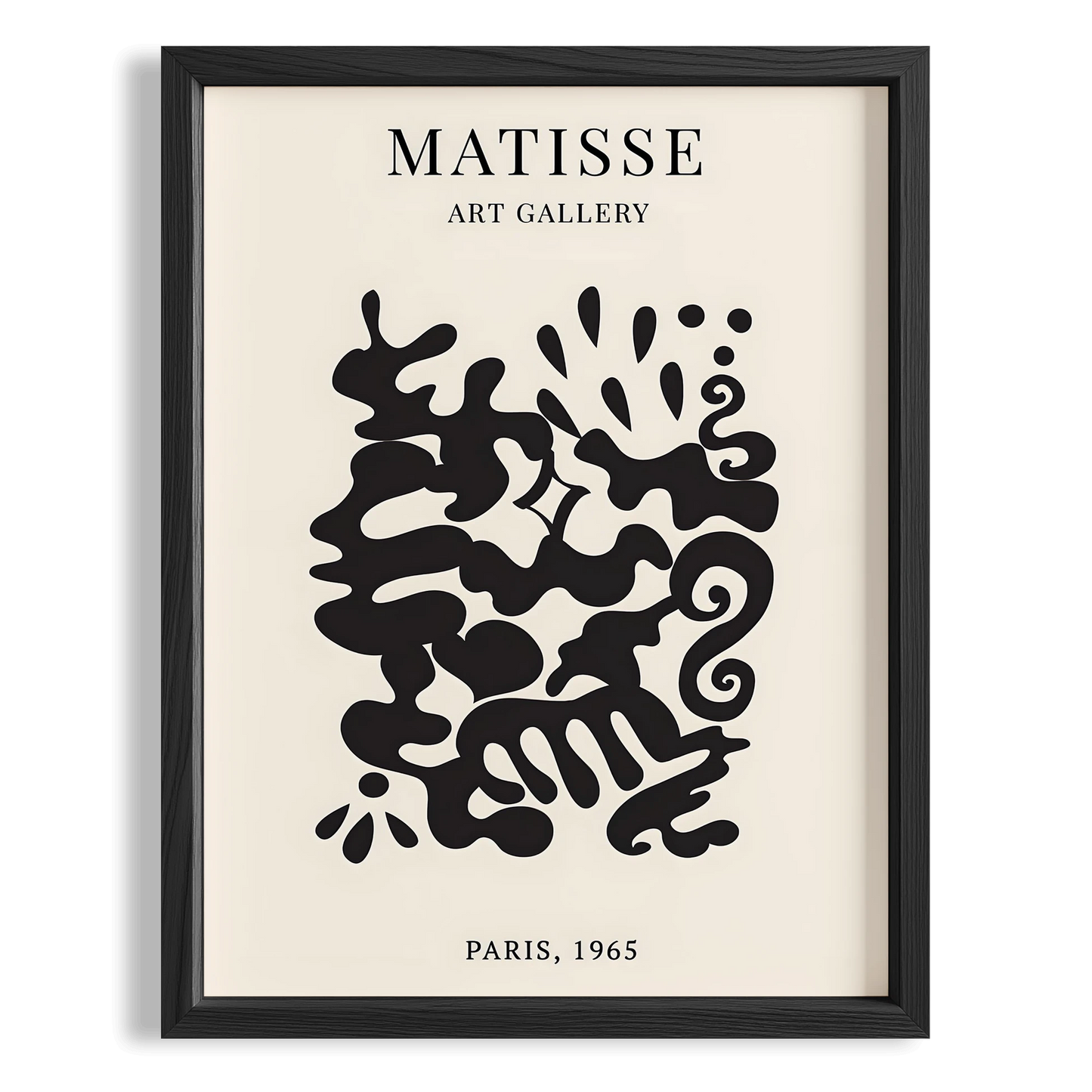 Matisse Kağıt Kesimleri Serisi Siyah Soyut Dallar ve Çiçekler I Duvar Tablosu