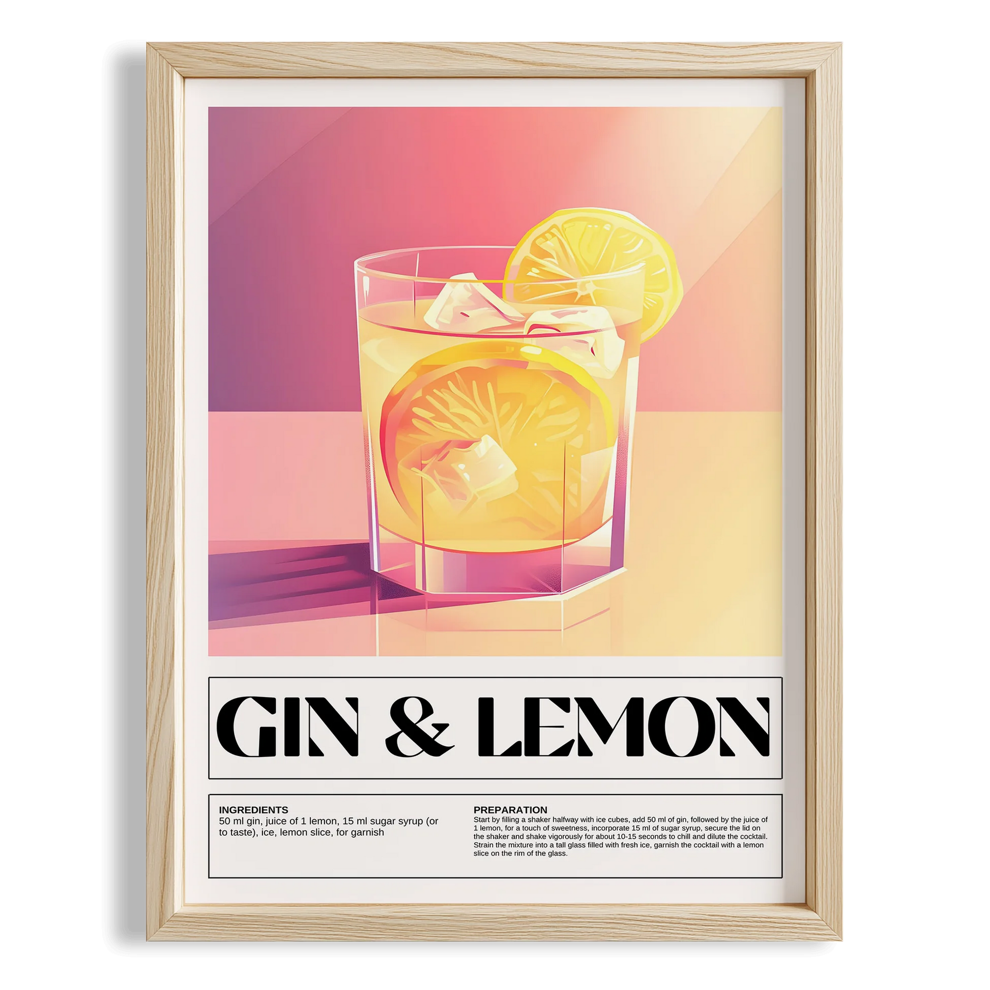 Gin & Lemon Kokteyl Tarifi Mutfak Duvar Tablosu