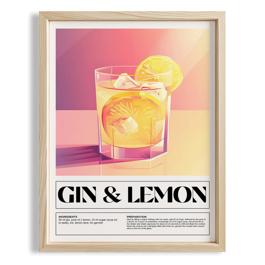 Gin & Lemon Kokteyl Tarifi Mutfak Duvar Tablosu