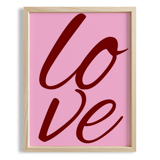 Love Pembe Tipografi Mutfak Duvar Tablosu II