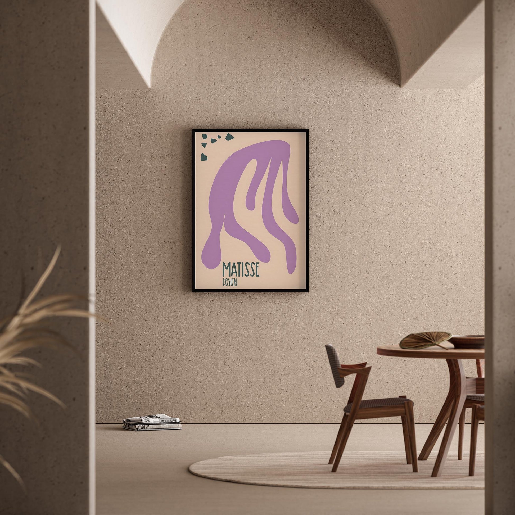 Matisse Kağıt Kesimleri Abstract Serisi Lila Bej Yaprak I Duvar Tablosu