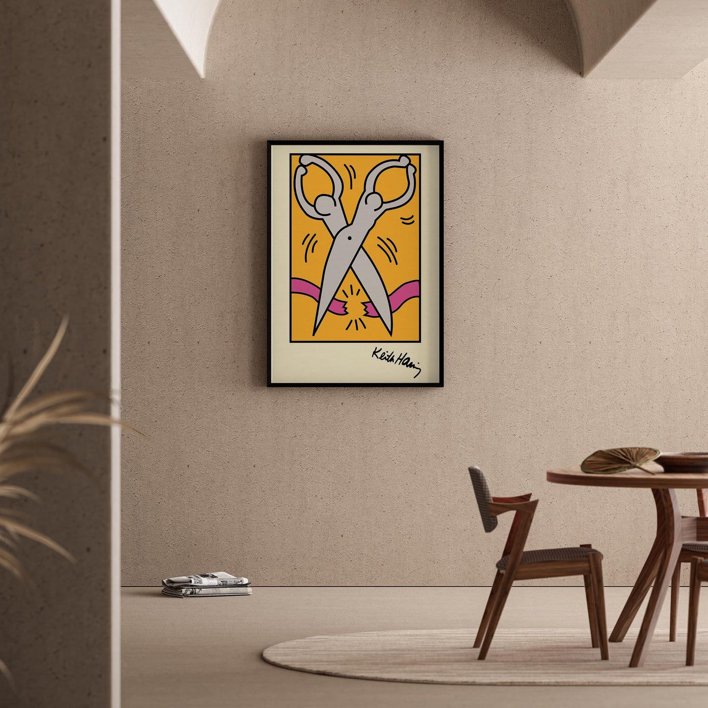 Makas - Keith Haring Ahşap Duvar Tablosu