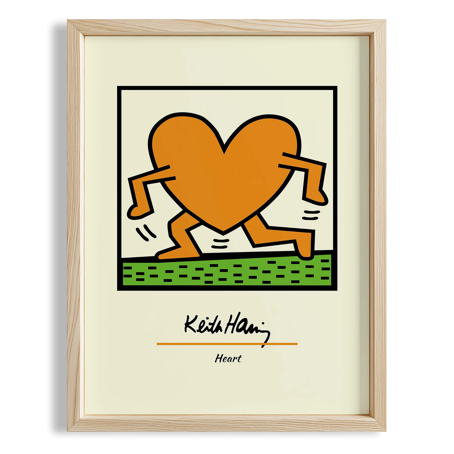 Kalp - Keith Haring Ahşap Duvar Tablosu
