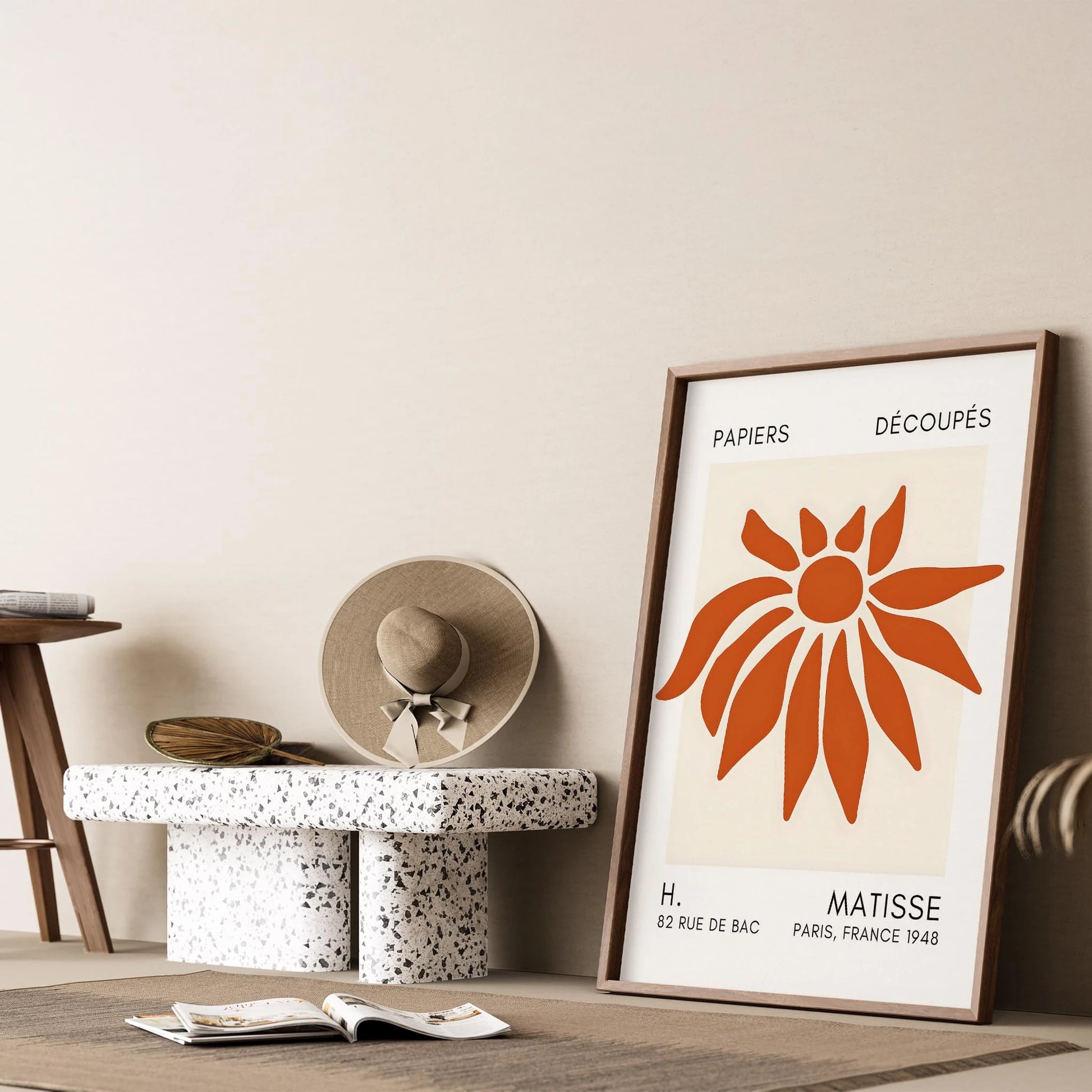 Matisse Kağıt Kesimleri Serisi Terracotta Soyut Çiçek I Duvar Tablosu