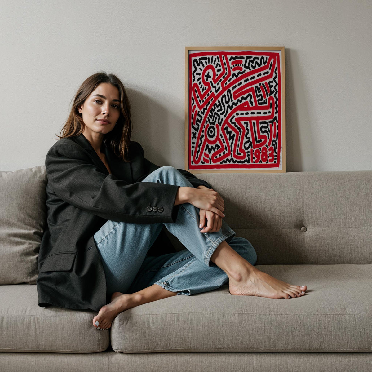 Koşan Figürler - Keith Haring Ahşap Duvar Tablosu