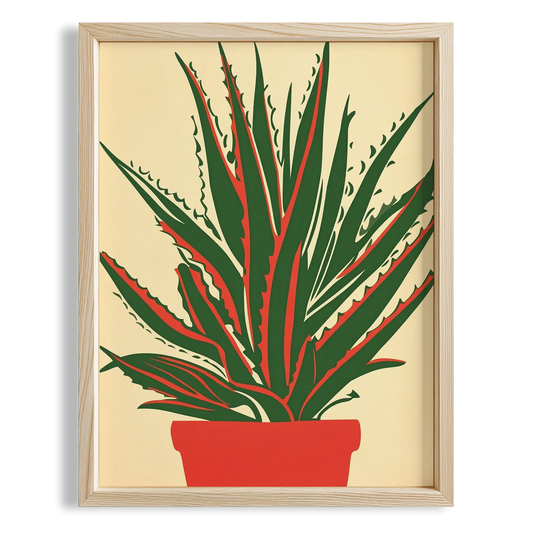 Aloe Vera Bitkisi Minimal Çizim - Duvar Tablosu
