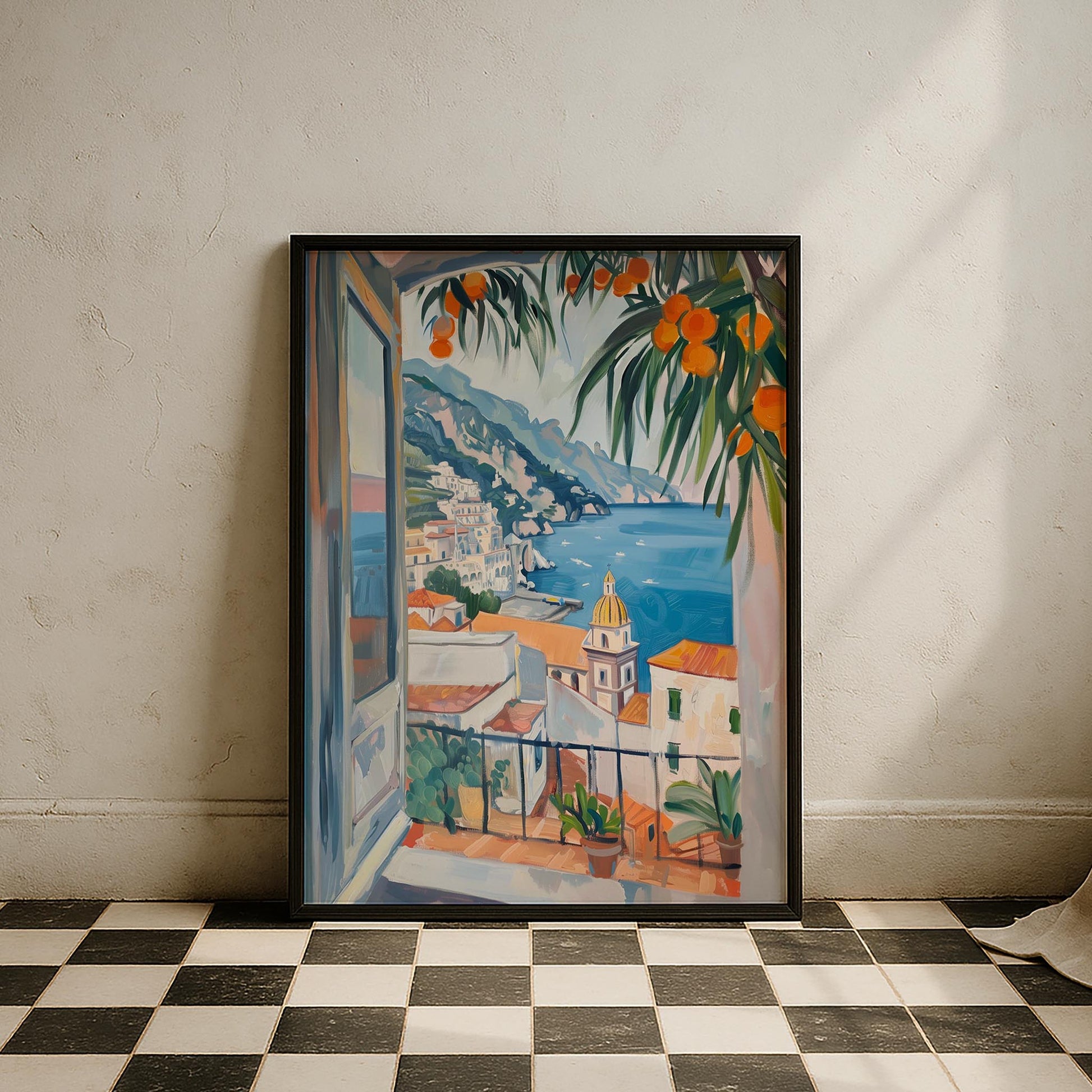 Amalfi Manzarası ve Portakal Ağacı İtalya Koleksiyonu Mutfak Duvar Tablosu