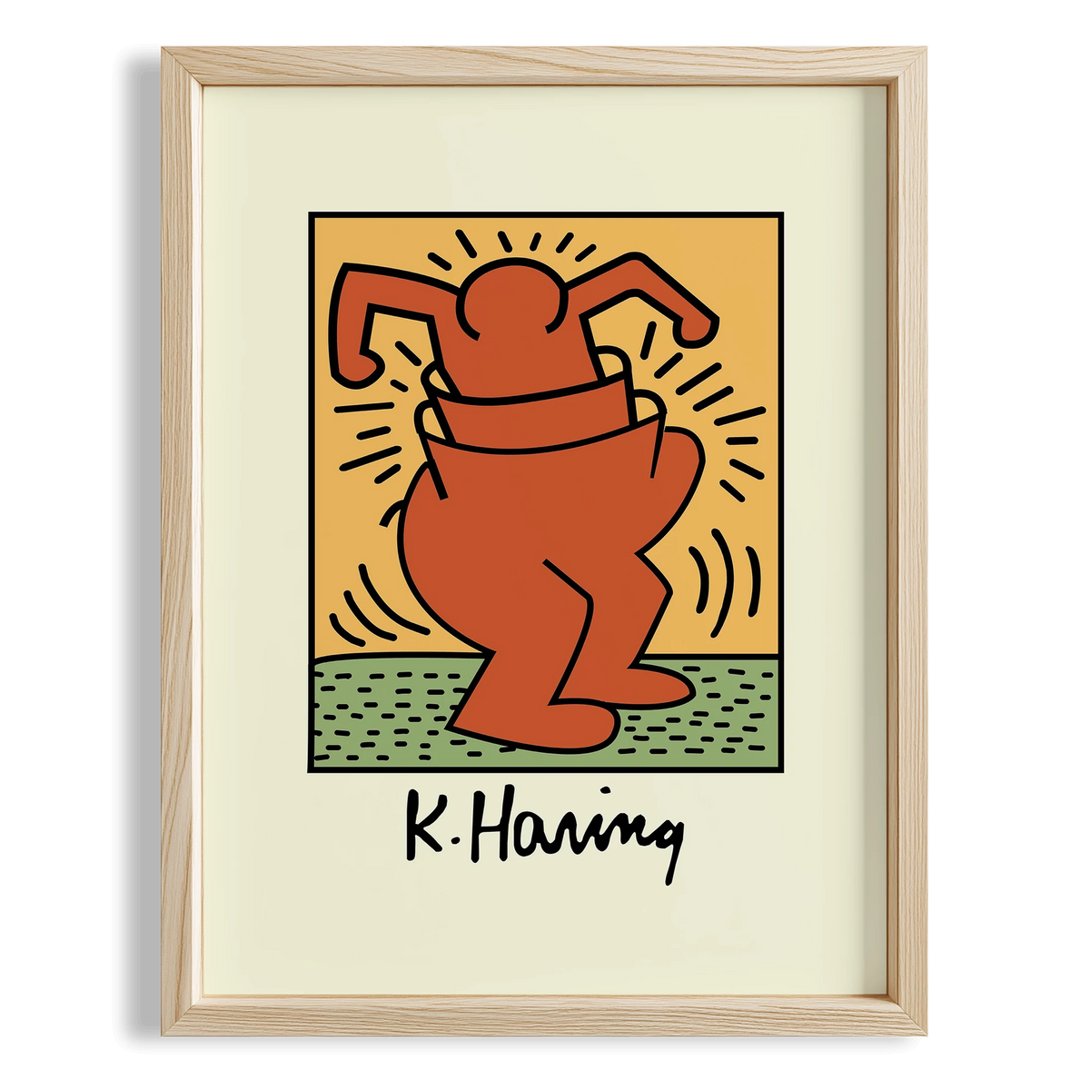 Dans Eden Adam - Keith Haring Ahşap Duvar Tablosu